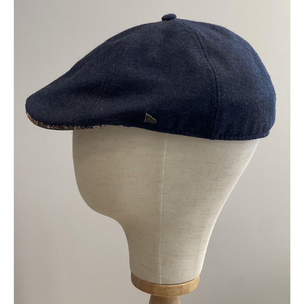 New Era Hat Cap Newsboy Mens One Size Blue Wool Felt Lined Solid Casual Fall - Picture 2 of 11